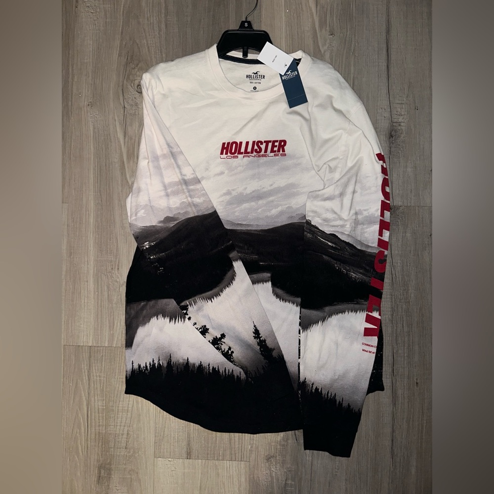Hollister men’s white red and black Long Sleeve Shirt